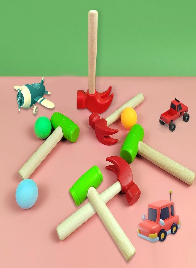 AIHSUMC 10 Pcs Kids Wooden Hammer Toy with 100 Pcs Colorful Wood Golf Tees, Small Plastic Hammer Simulation Hammers Educational Toys for Children Gift Birthday Party (Red and Green) - Image 3